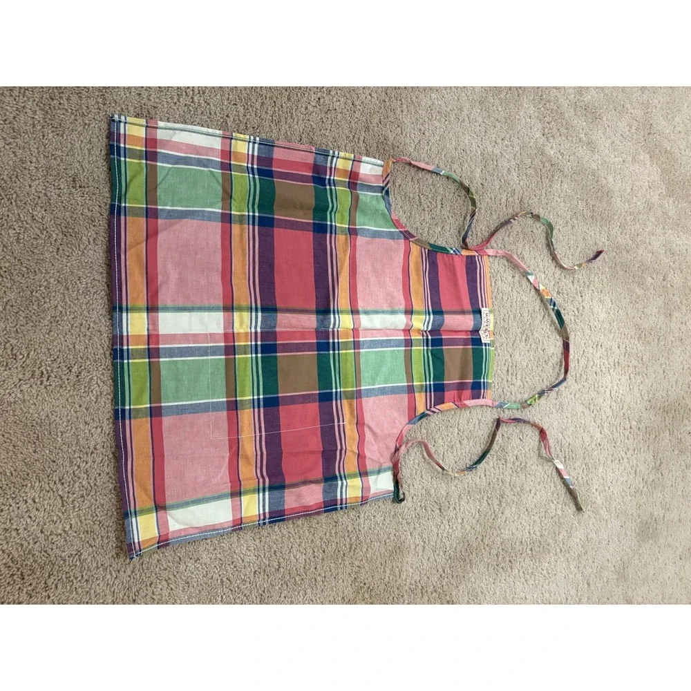 At Home With Waverly Fabrics Plaid Kitchen Apron with‎ Pocket Tie Waist